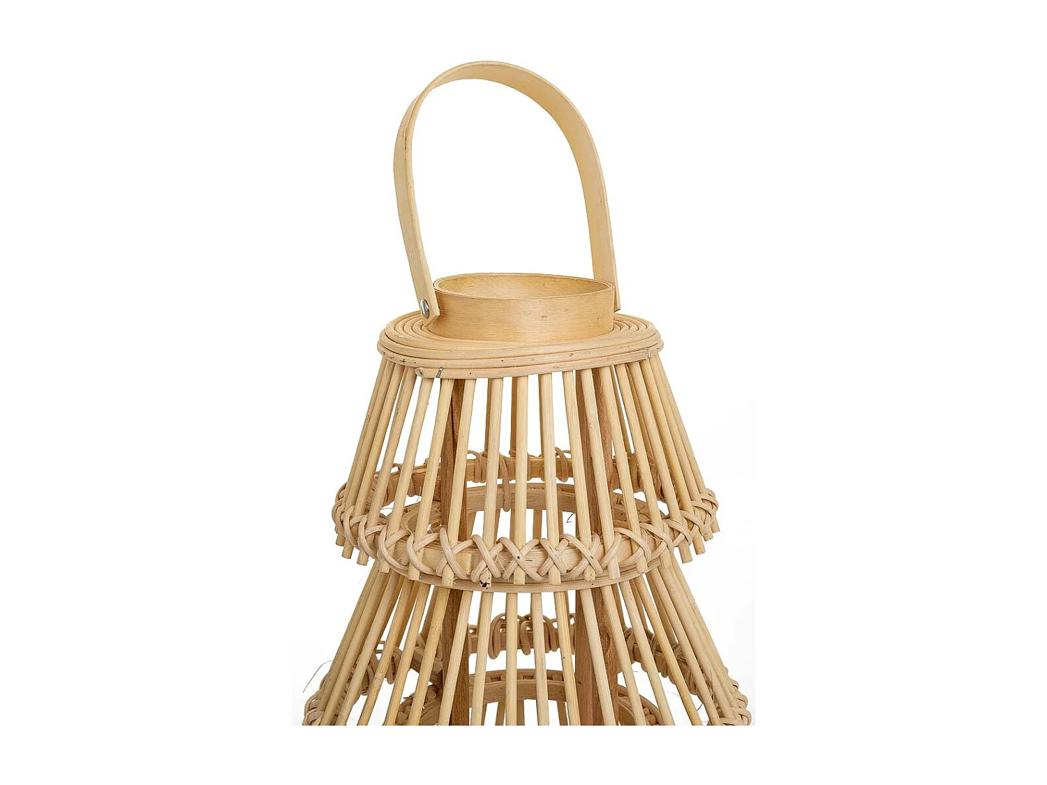 Lanterna portacandela in bambù marrone d29x42h