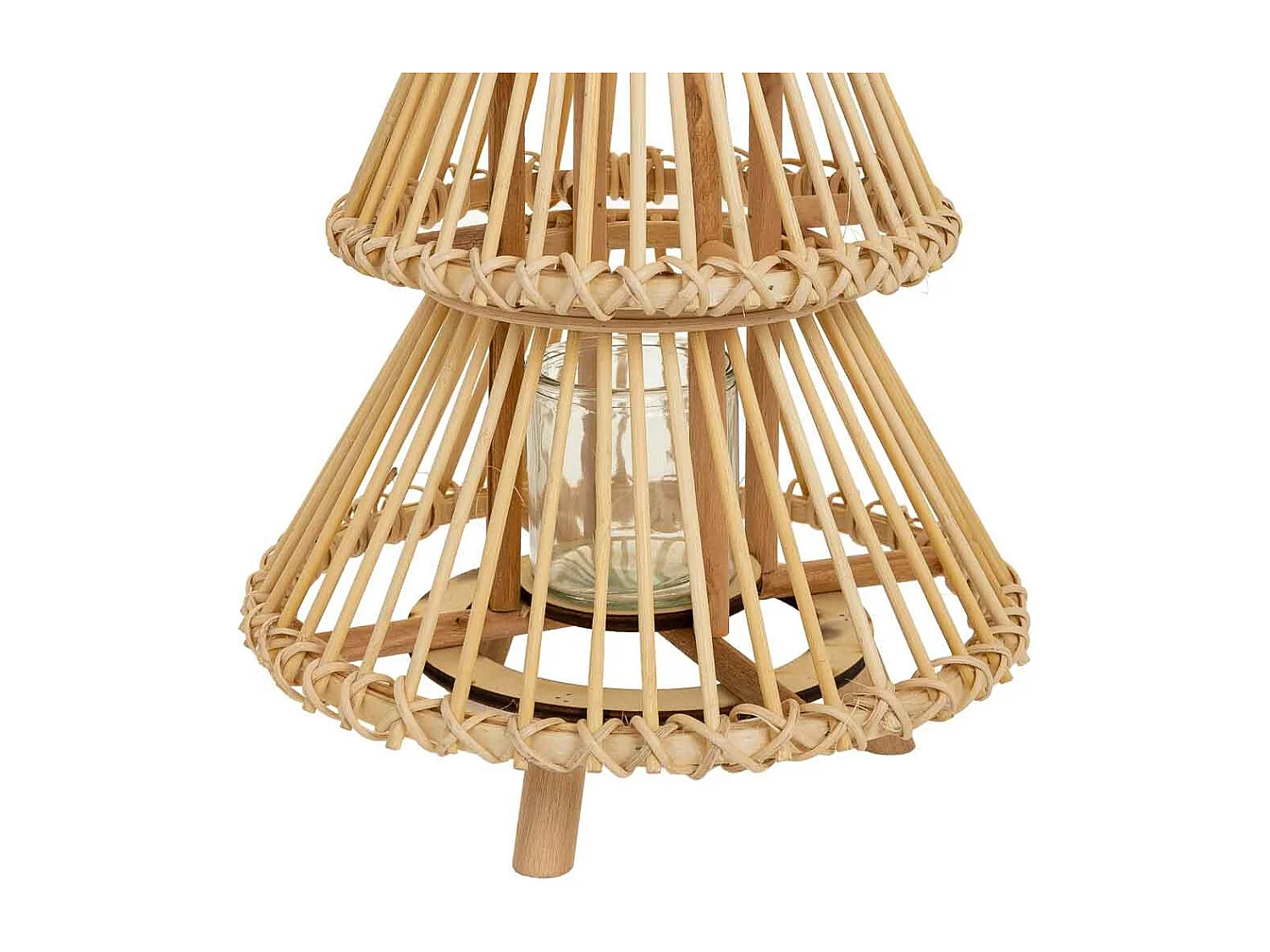 Lanterna portacandela in bambù marrone d29x42h