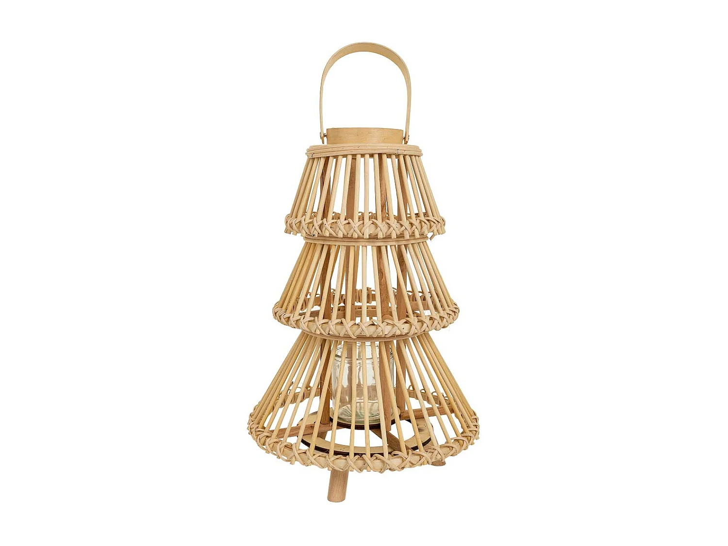 Braune Kerzenlaterne aus Bambus, T29x42h cm