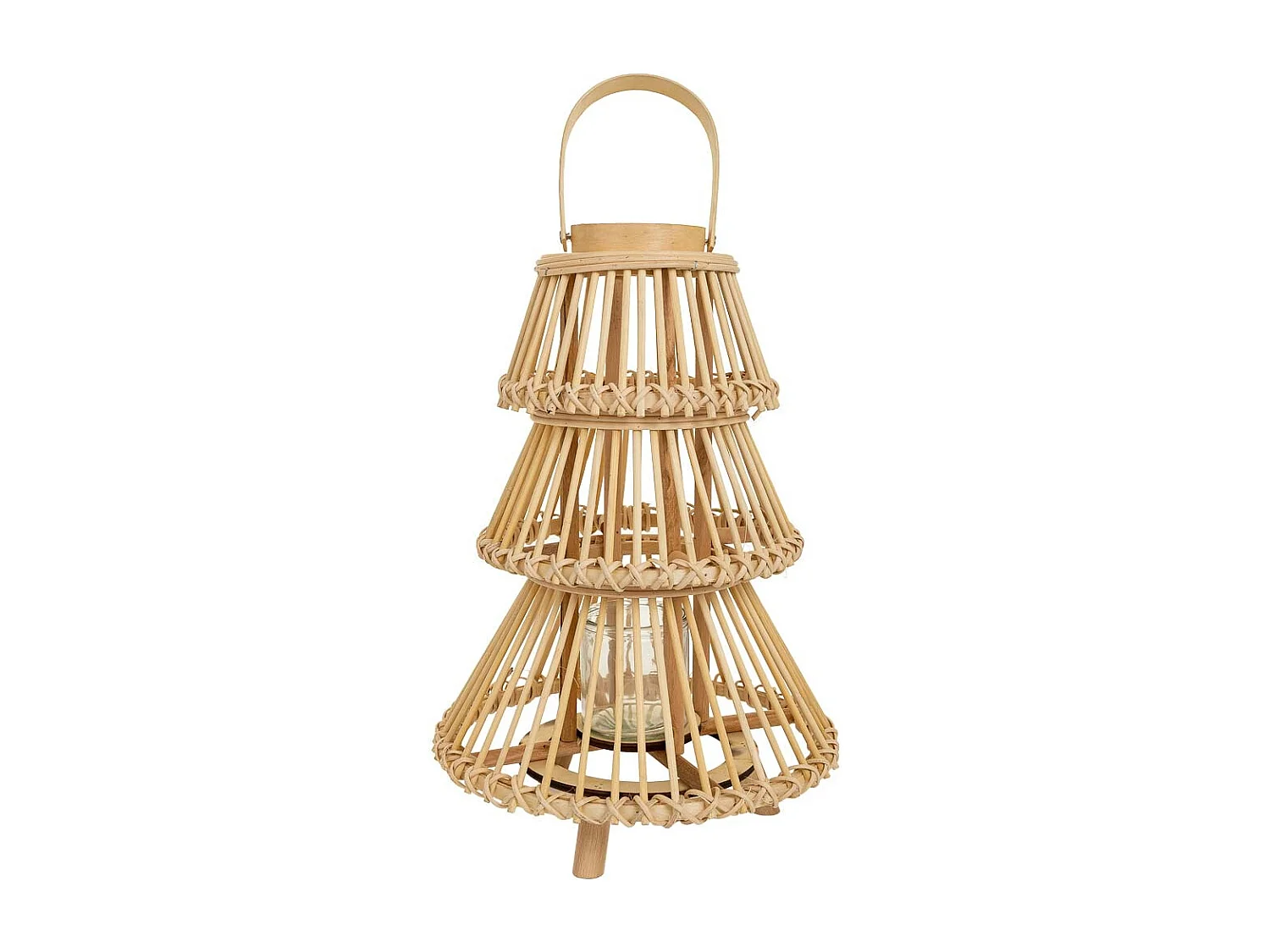 Braune Kerzenlaterne aus Bambus, T29x42h cm