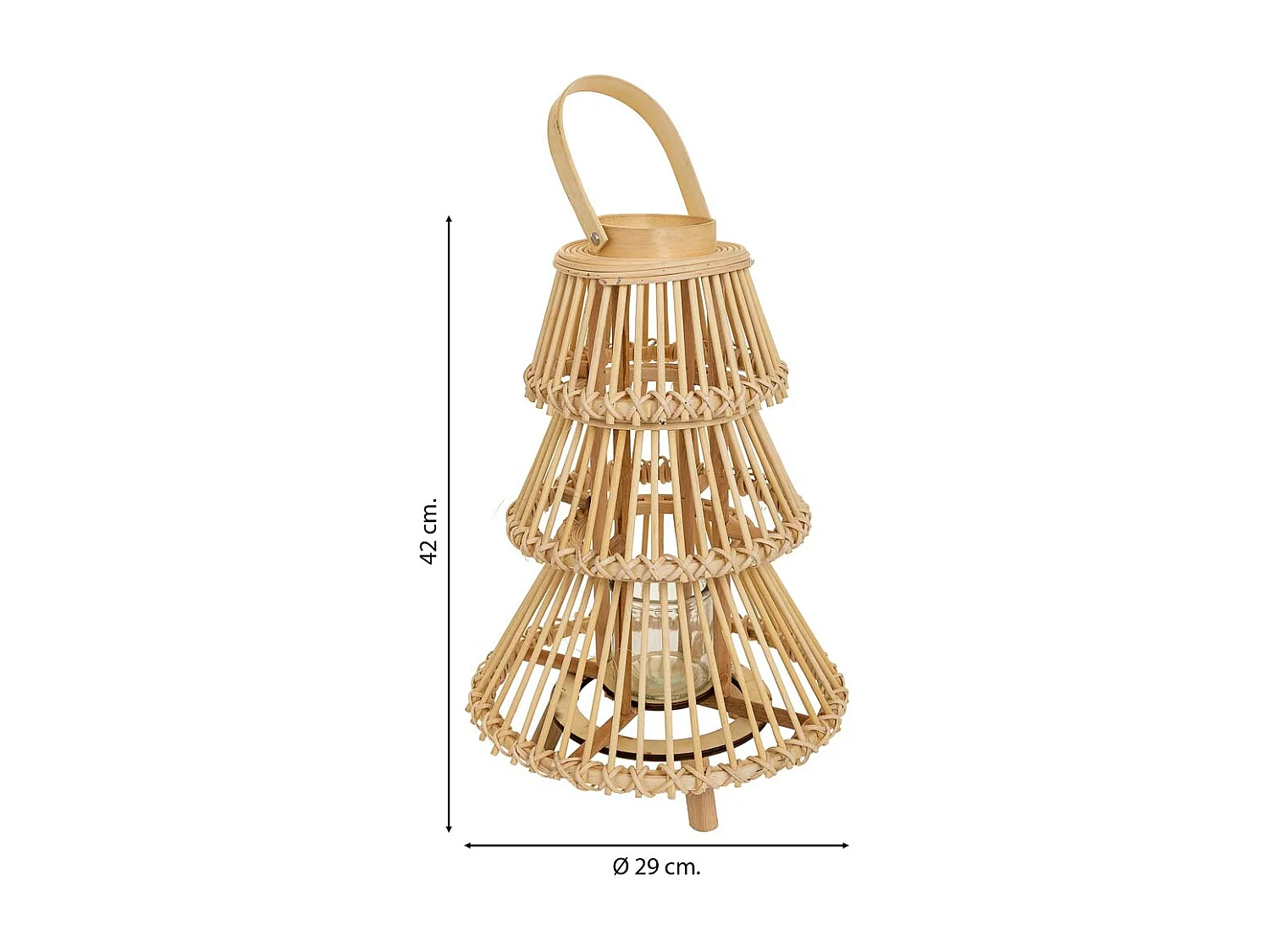 Braune Kerzenlaterne aus Bambus, T29x42h cm