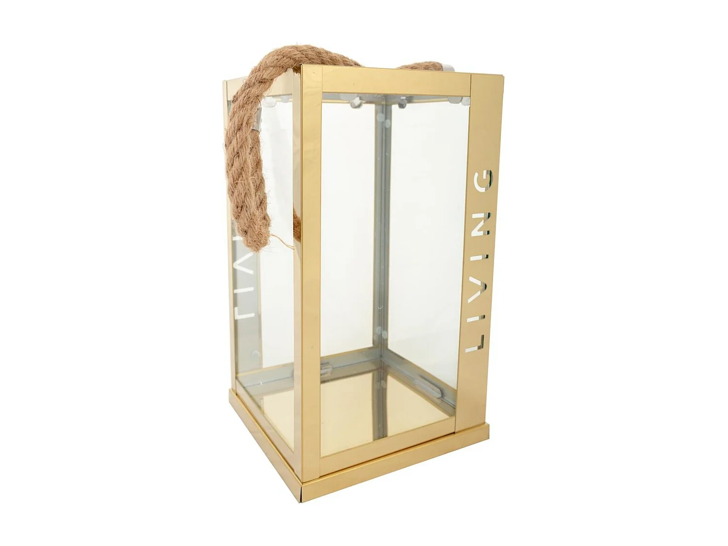 Lanterna em aço inox e vidro cobre18x18x30