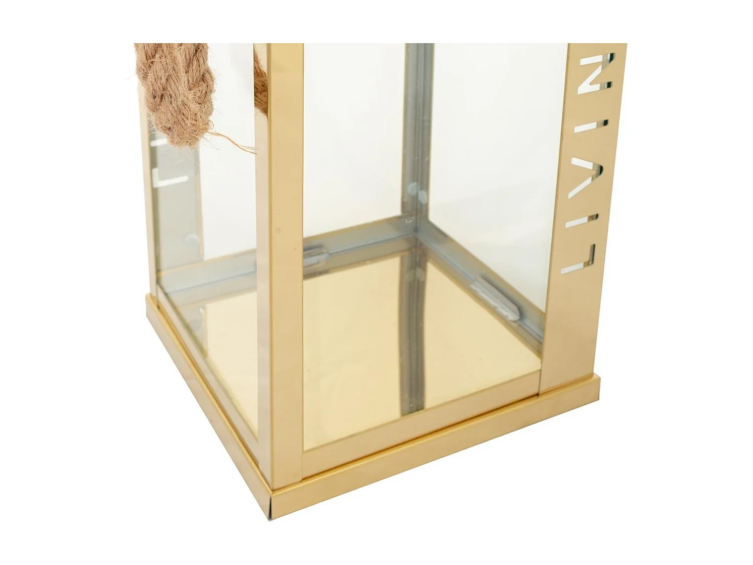 Lanterna em aço inox e vidro cobre18x18x30