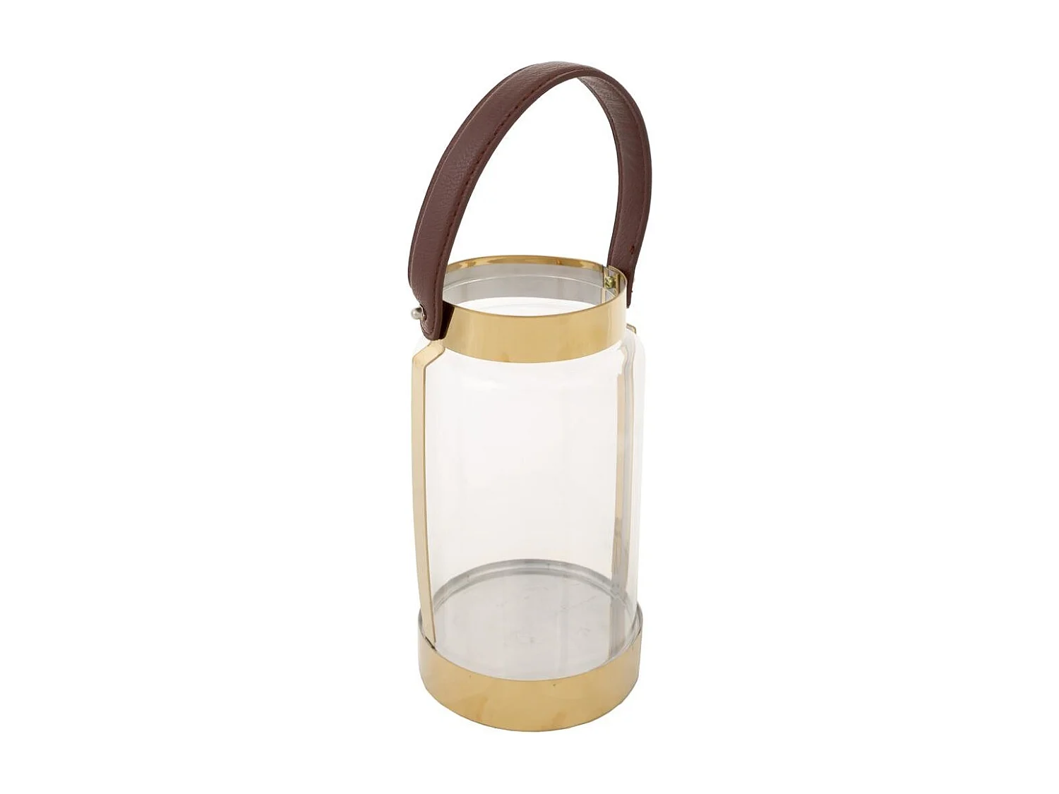 Farol de acero inoxidable y cristal dorado 12,5x12,5x23