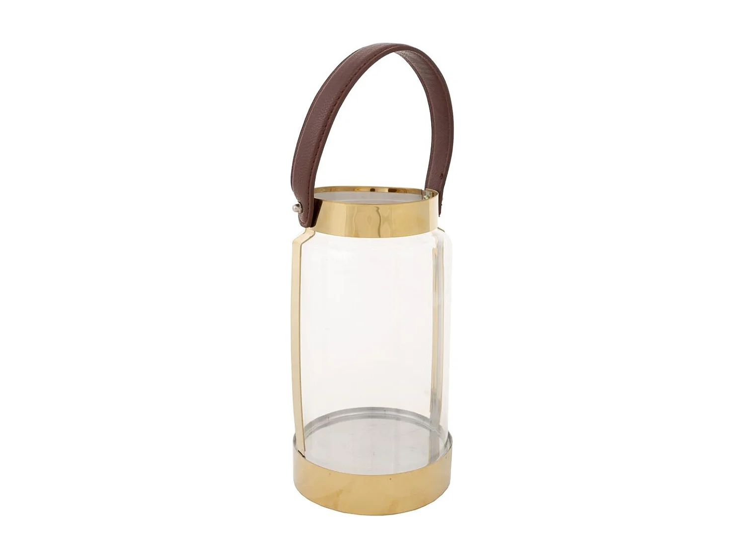 Farol de acero inoxidable y cristal dorado 12,5x12,5x23