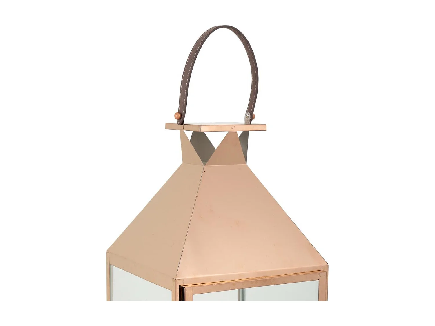 Lanterna em aço inox e vidro cobre 29x28x66