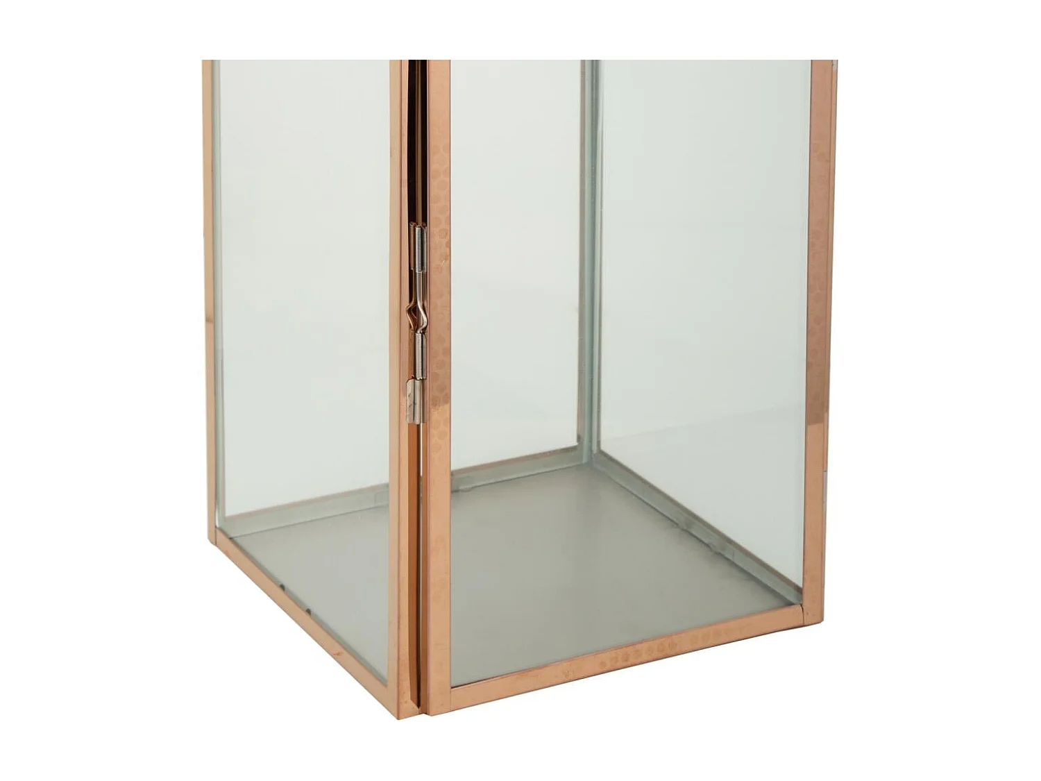 Lanterna em aço inox e vidro cobre 29x28x66