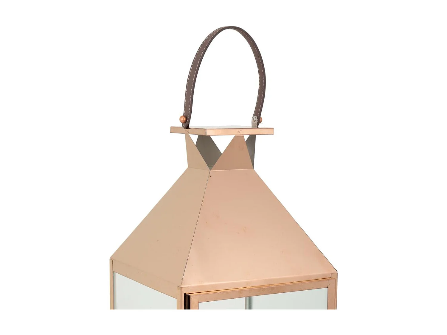 Lanterna em aço inox e vidro cobre 29x28x66