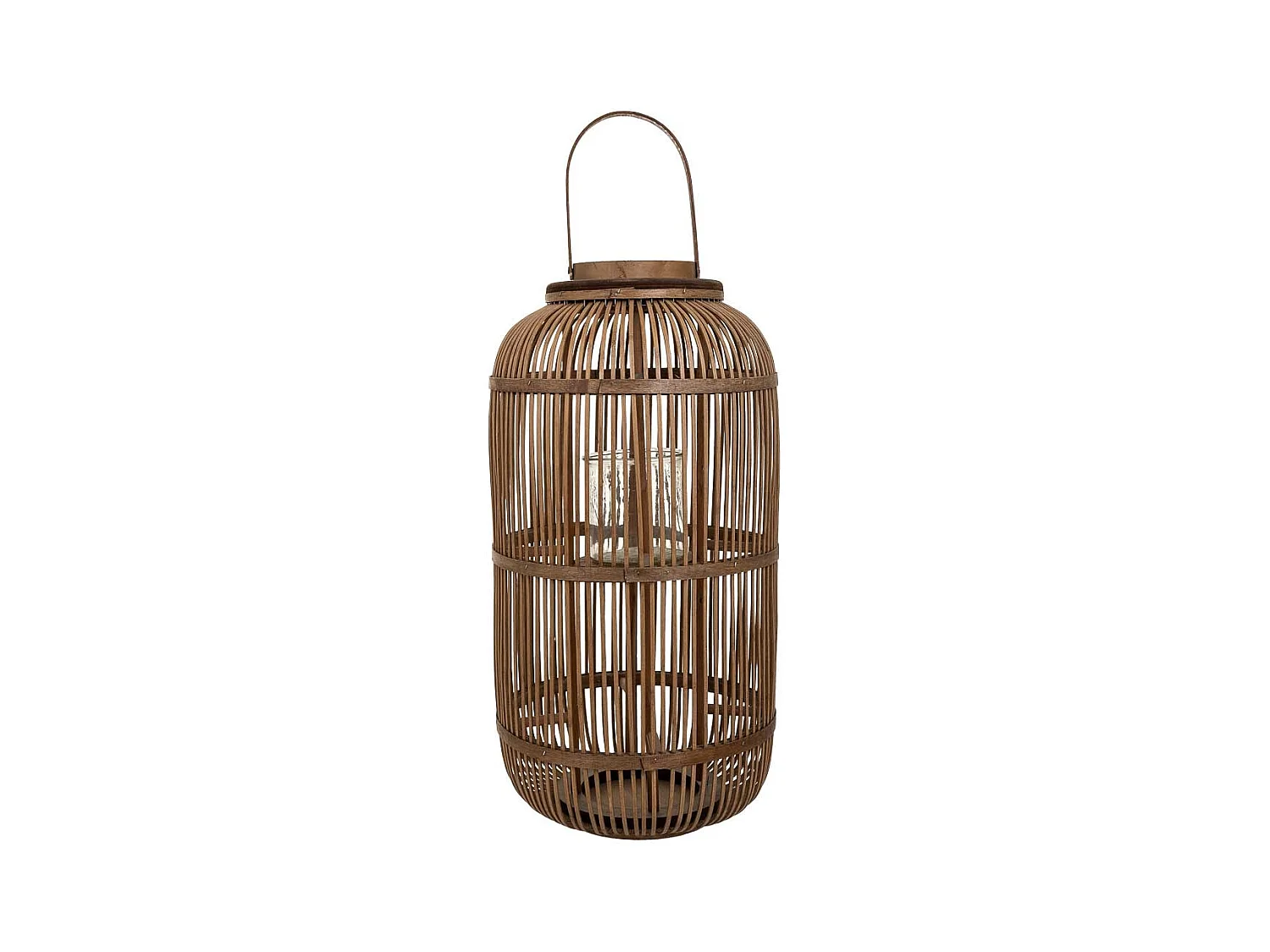 Lanterna de vela de bambu marrom d32,5x64
