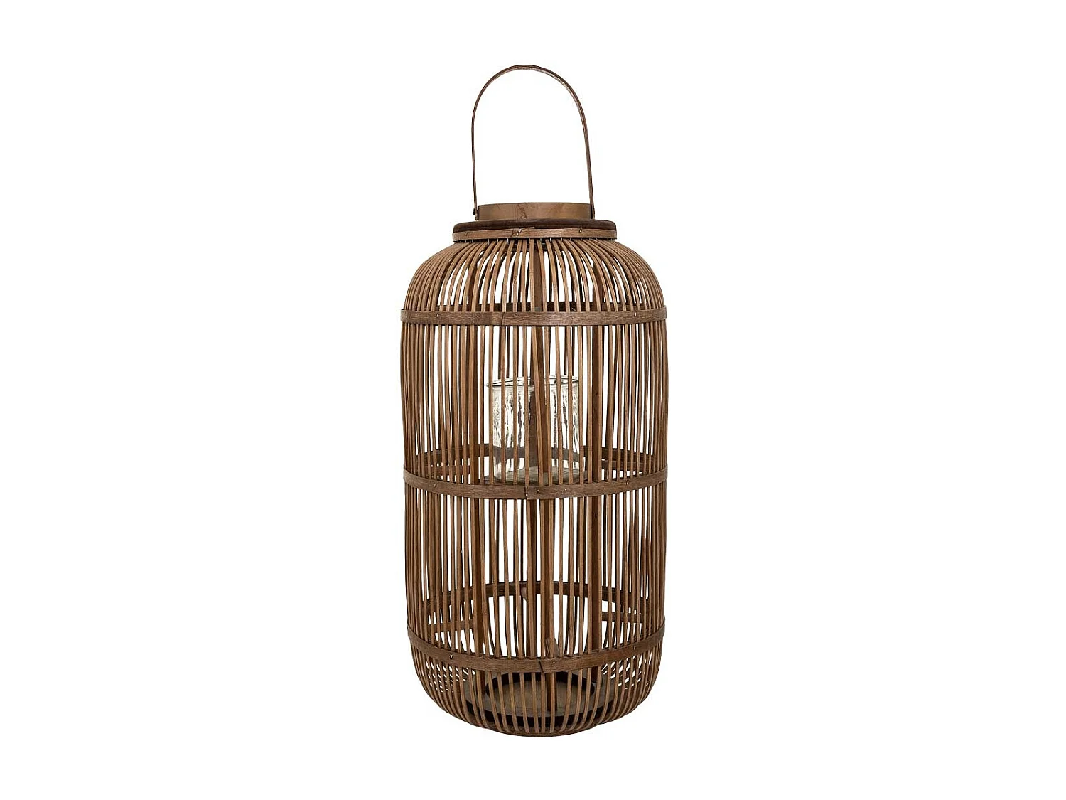 Farol portavelas de bambú marrón d32.5x64