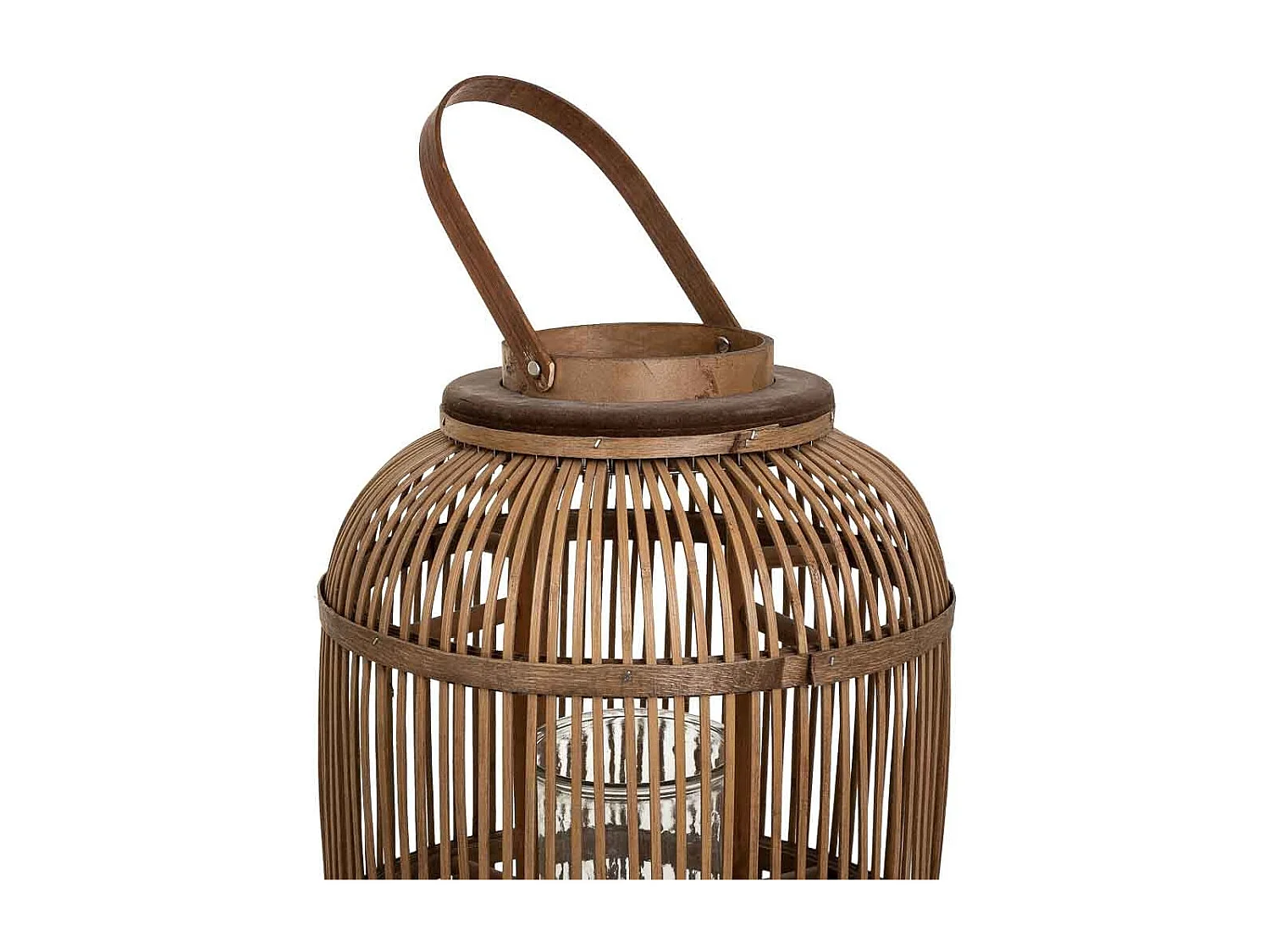 Farol portavelas de bambú marrón d32.5x64