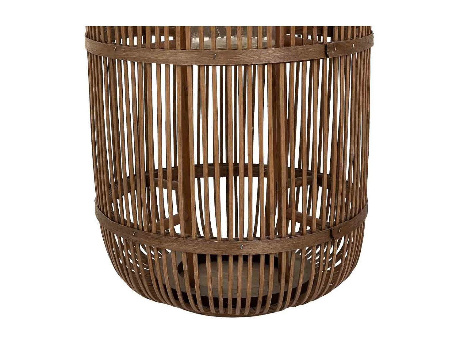 Farol portavelas de bambú marrón d32.5x64