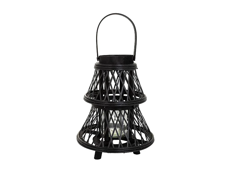 Lanterna portacandela in bambù marrone d23,5x29h