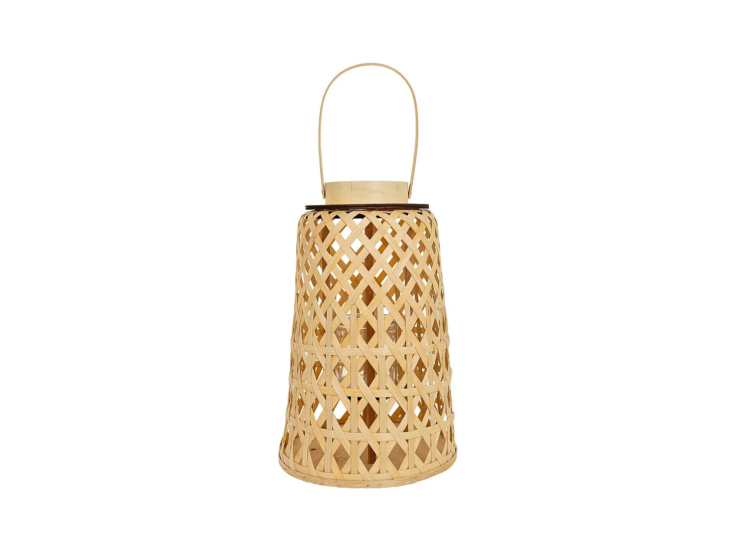 Lanterne photophore en bambou marron d26,5x41h