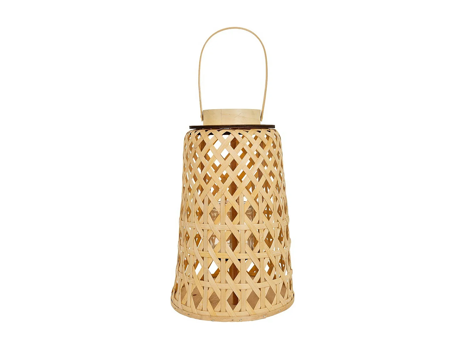 Lanterna portacandele in bambù marrone d26,5x41h