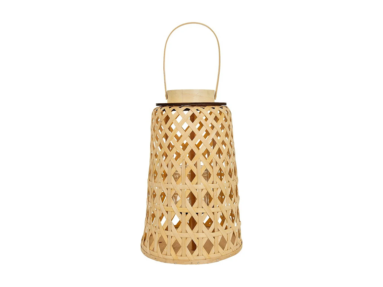 Lanterna portacandele in bambù marrone d26,5x41h