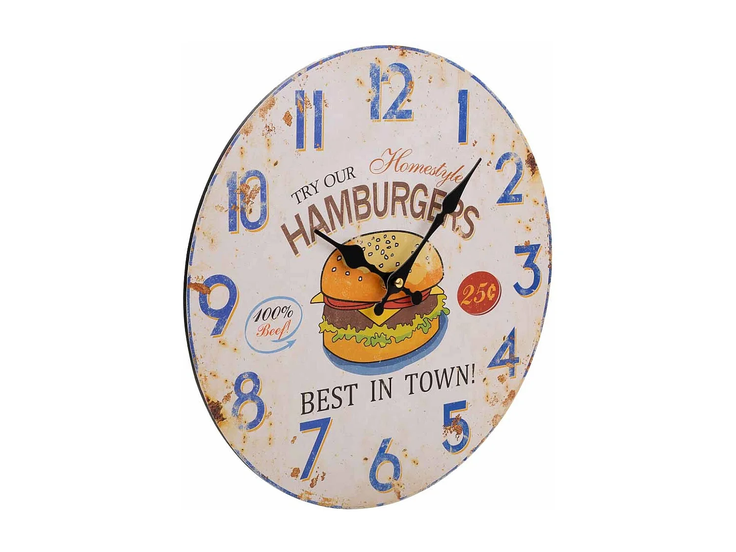 Weiße Holzwanduhr T34x2h cm