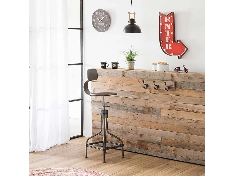 Horloge murale en bois noir d34x2h