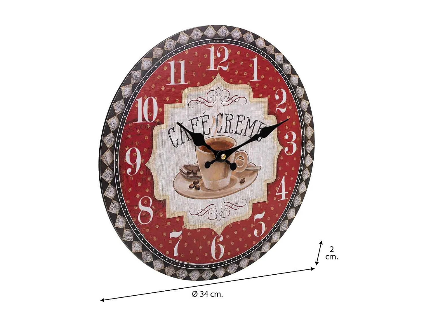 Rote Holzwanduhr T34x2h cm
