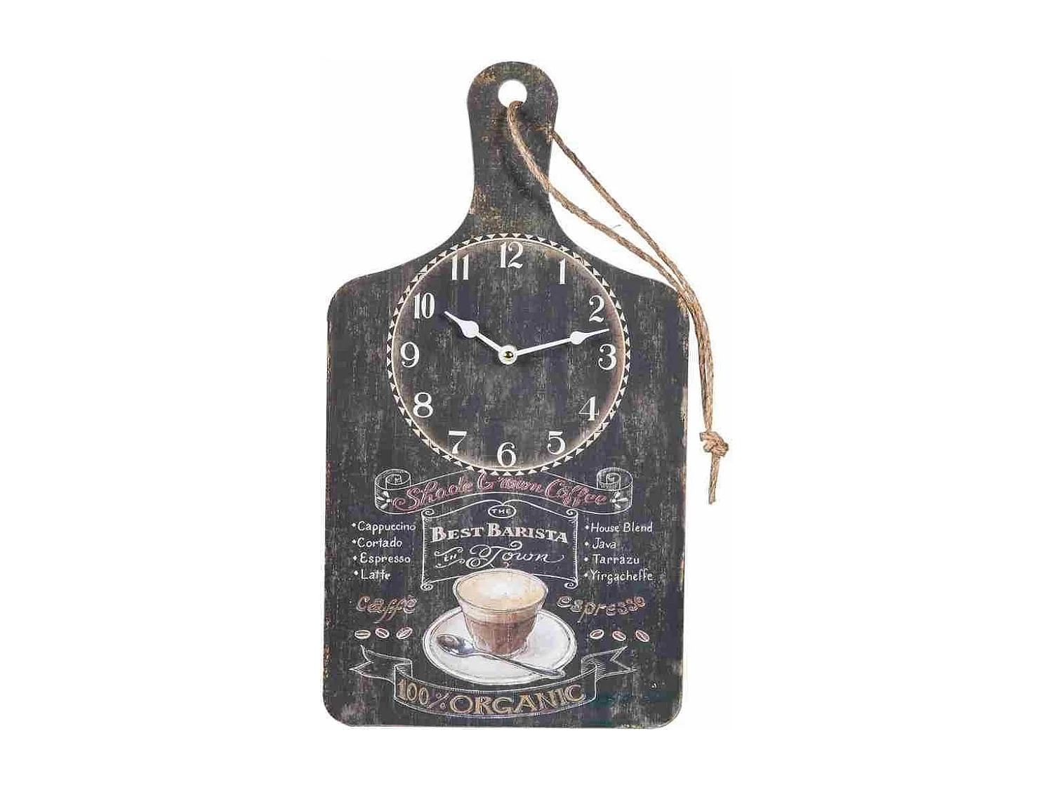 Schwarze Holzwanduhr 26x48x2h cm