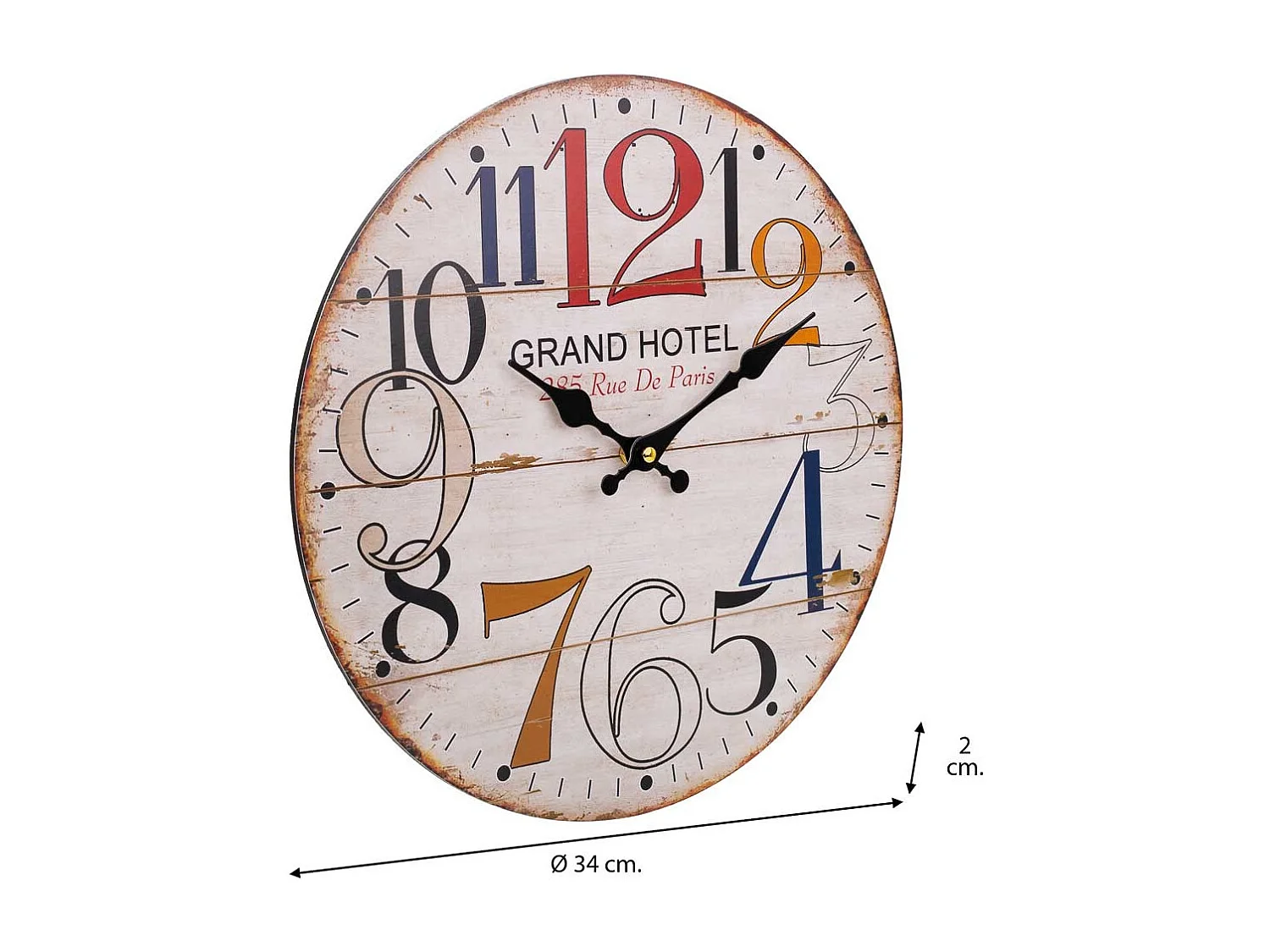 Relógio de parede de madeira branca d34x2