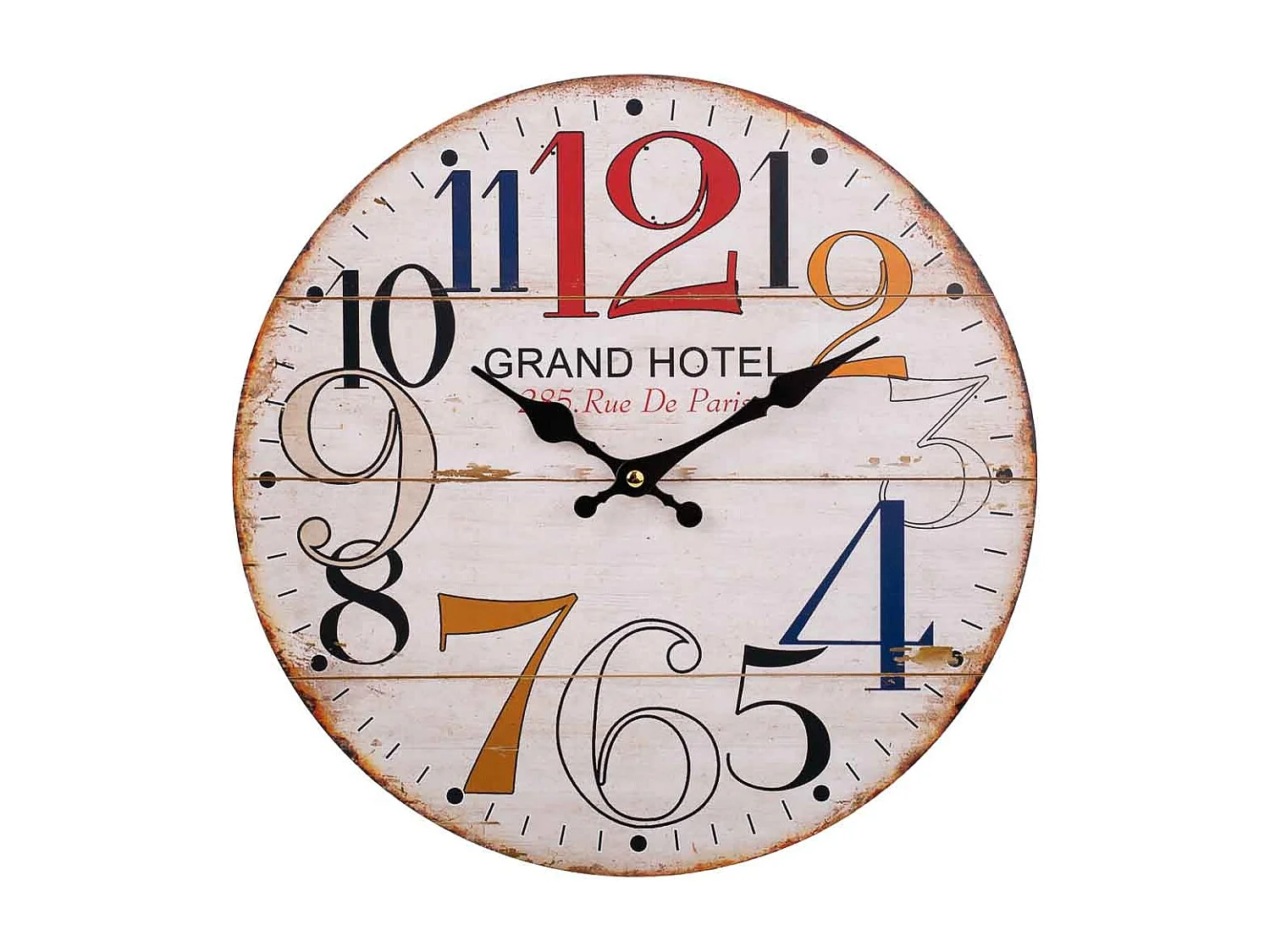 Weiße Holzwanduhr T34x2h cm