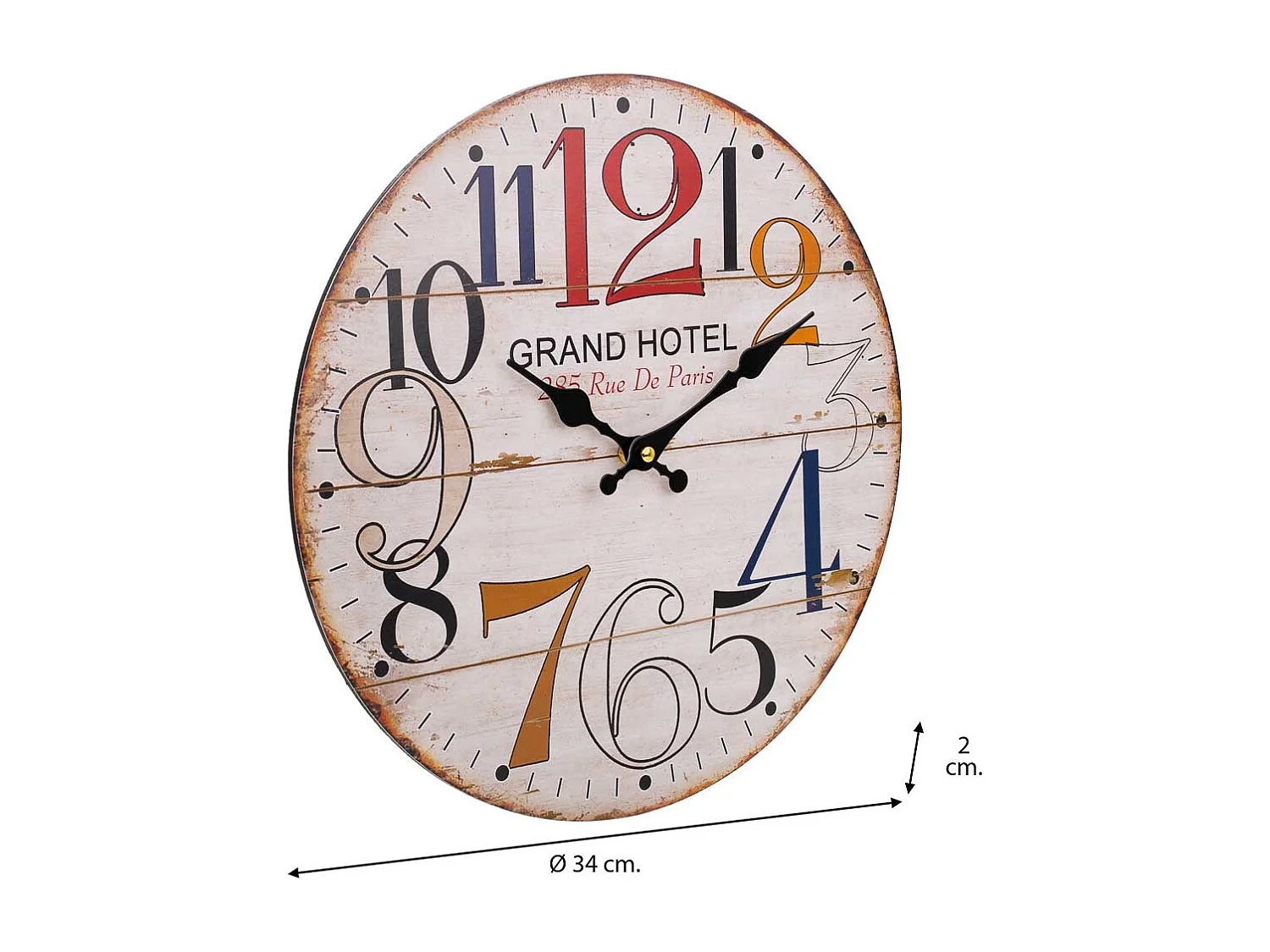 Weiße Holzwanduhr T34x2h cm