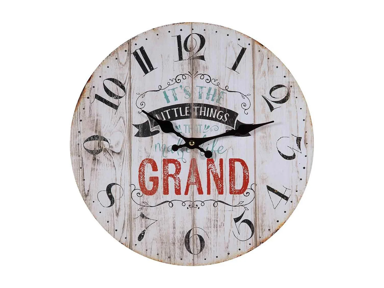 Weiße Holzwanduhr T34x2h cm