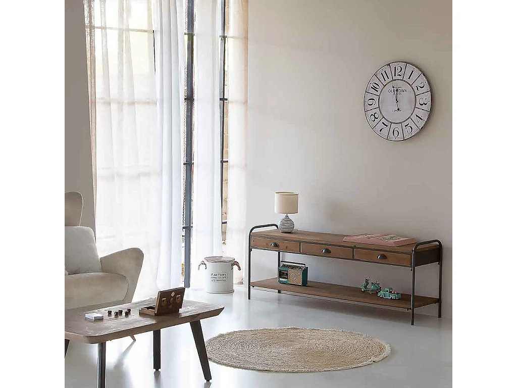 Horloge murale en bois blanc d58x4,5h