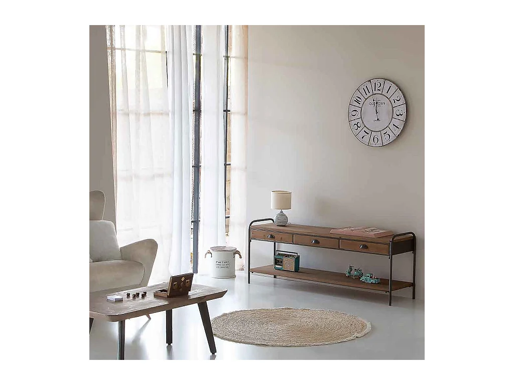 Reloj de pared de madera blanco d58x4,5