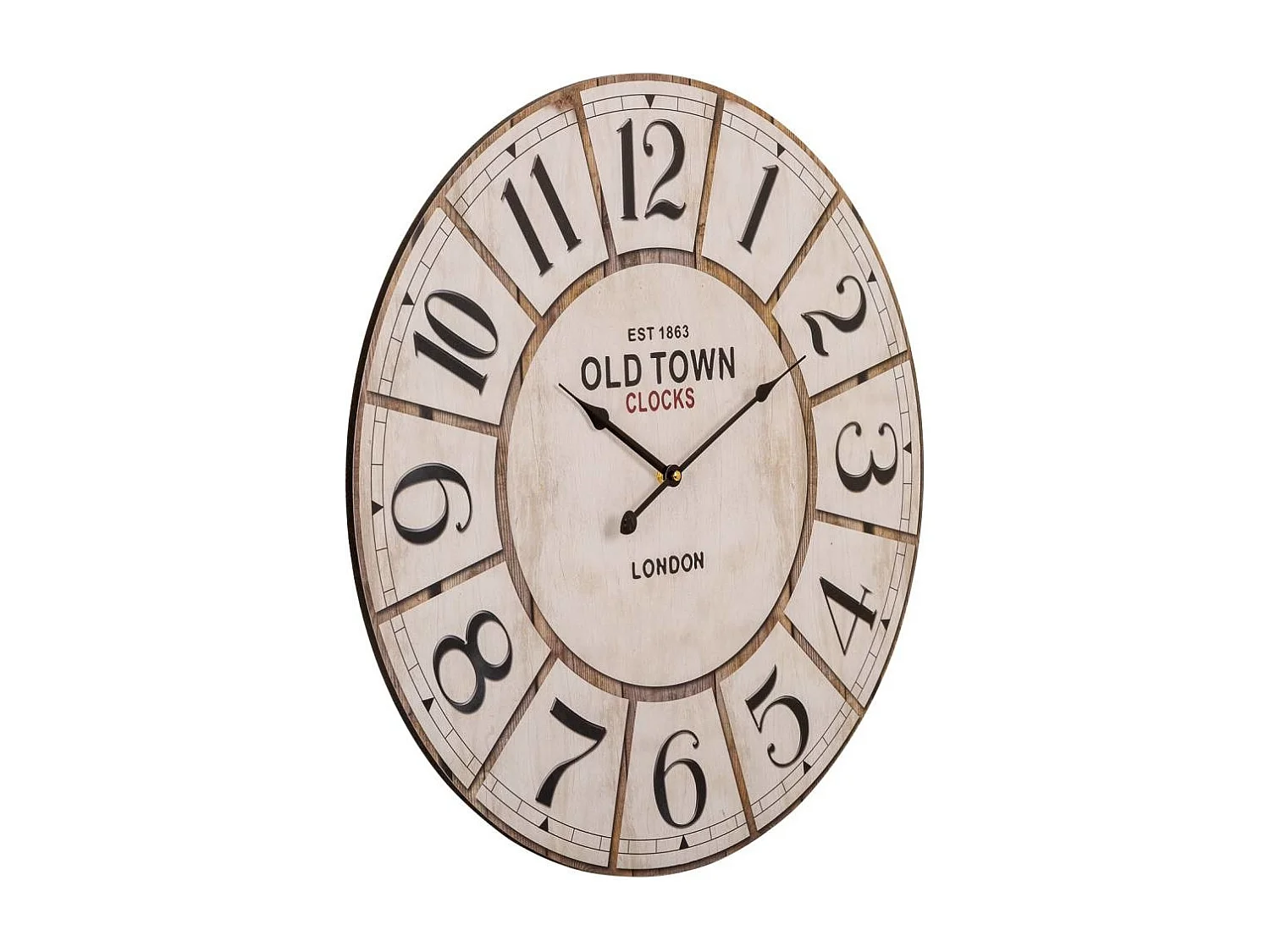 Weiße Holzwanduhr T58x4,5h cm