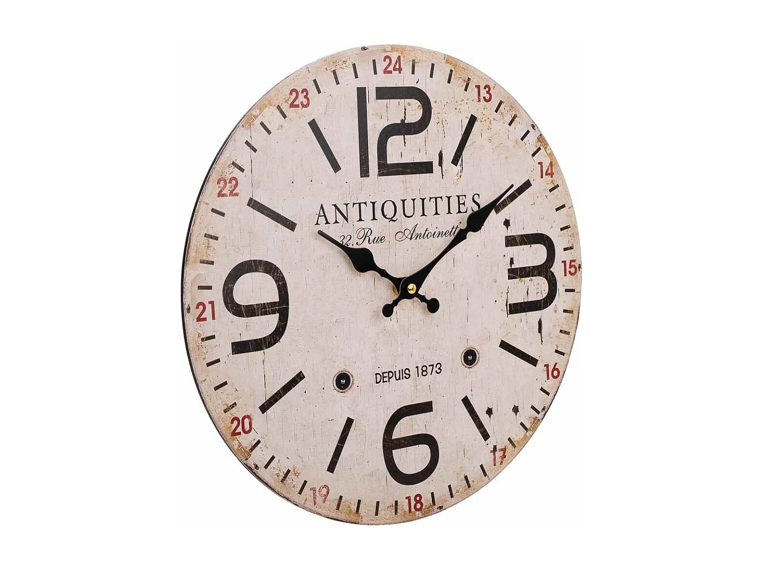 Weiße Holzwanduhr T34x2h cm