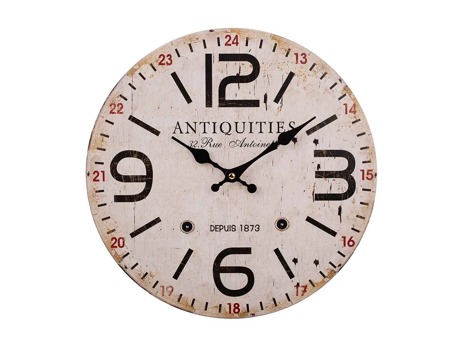 Weiße Holzwanduhr T34x2h cm