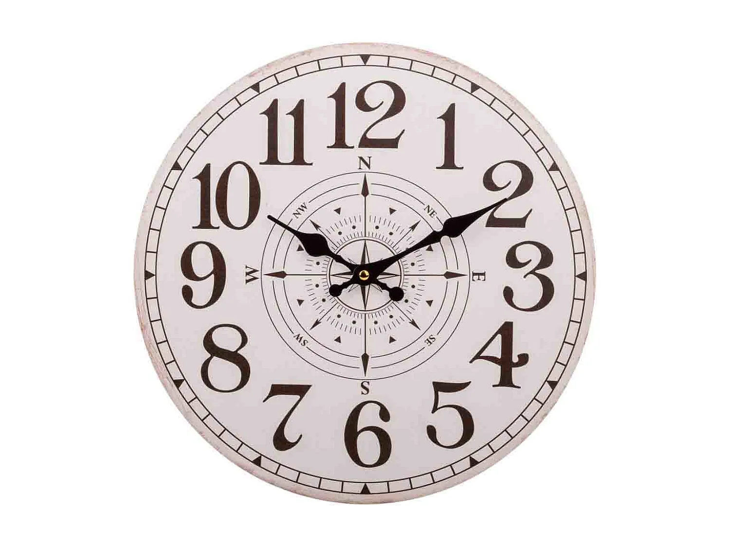 Weiße Holzwanduhr T34x2h cm