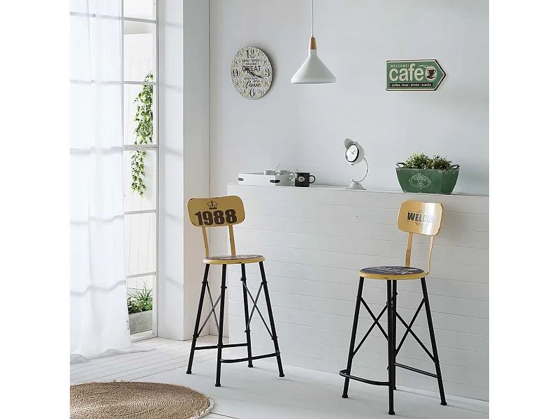 Blaue Holzwanduhr T34x2H cm