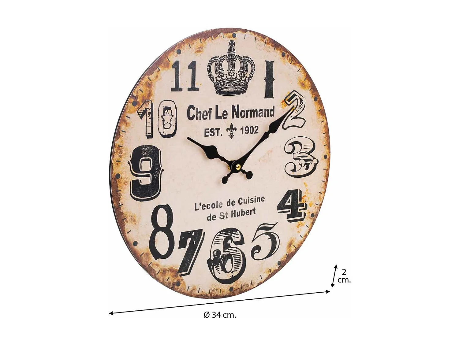 Braune Holzwanduhr T34x2H cm