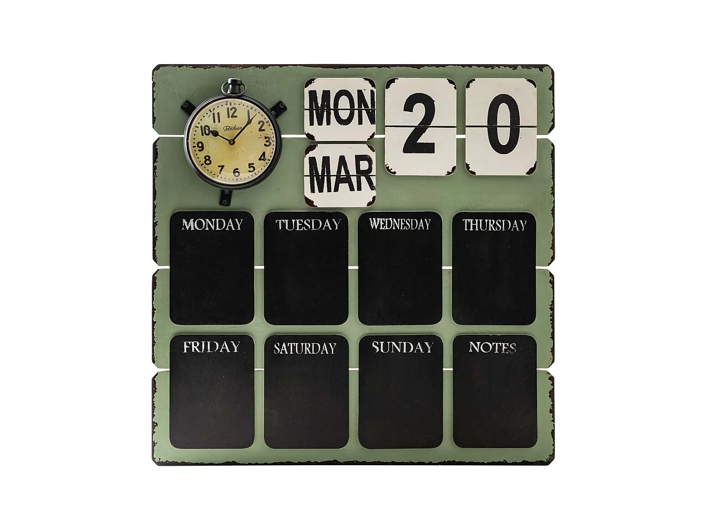 Tableau calendrier vert 70x70x7h