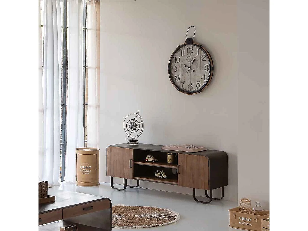 Relógio de parede de madeira preta 64x69x5