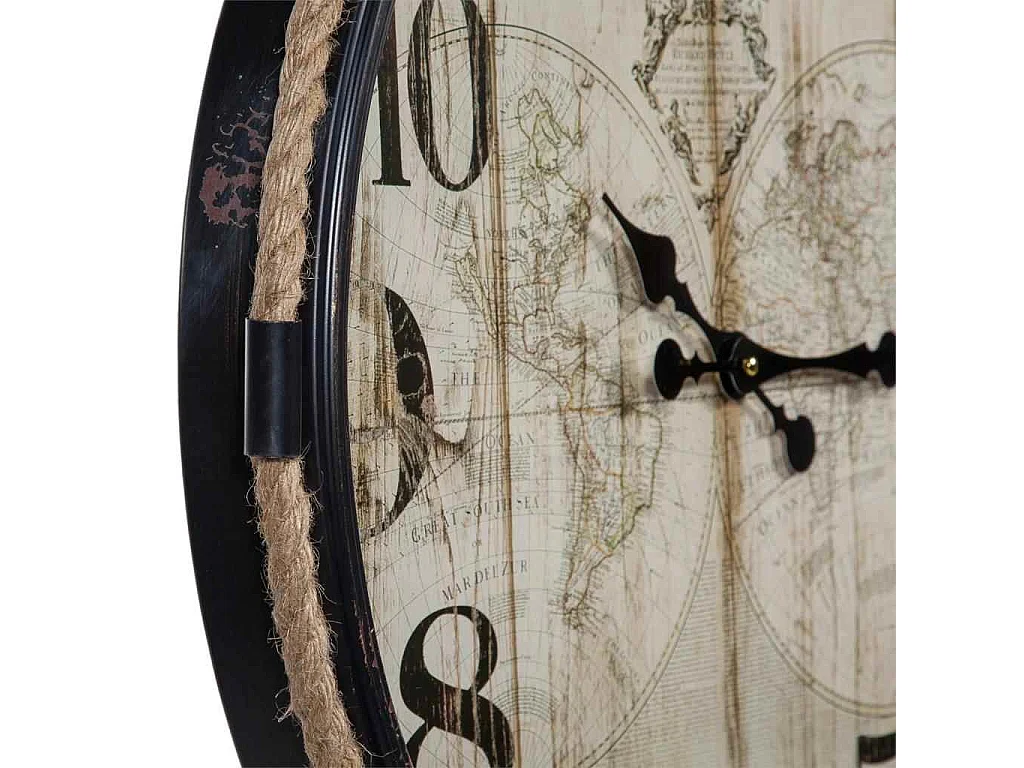 Relógio de parede de madeira preta 64x69x5