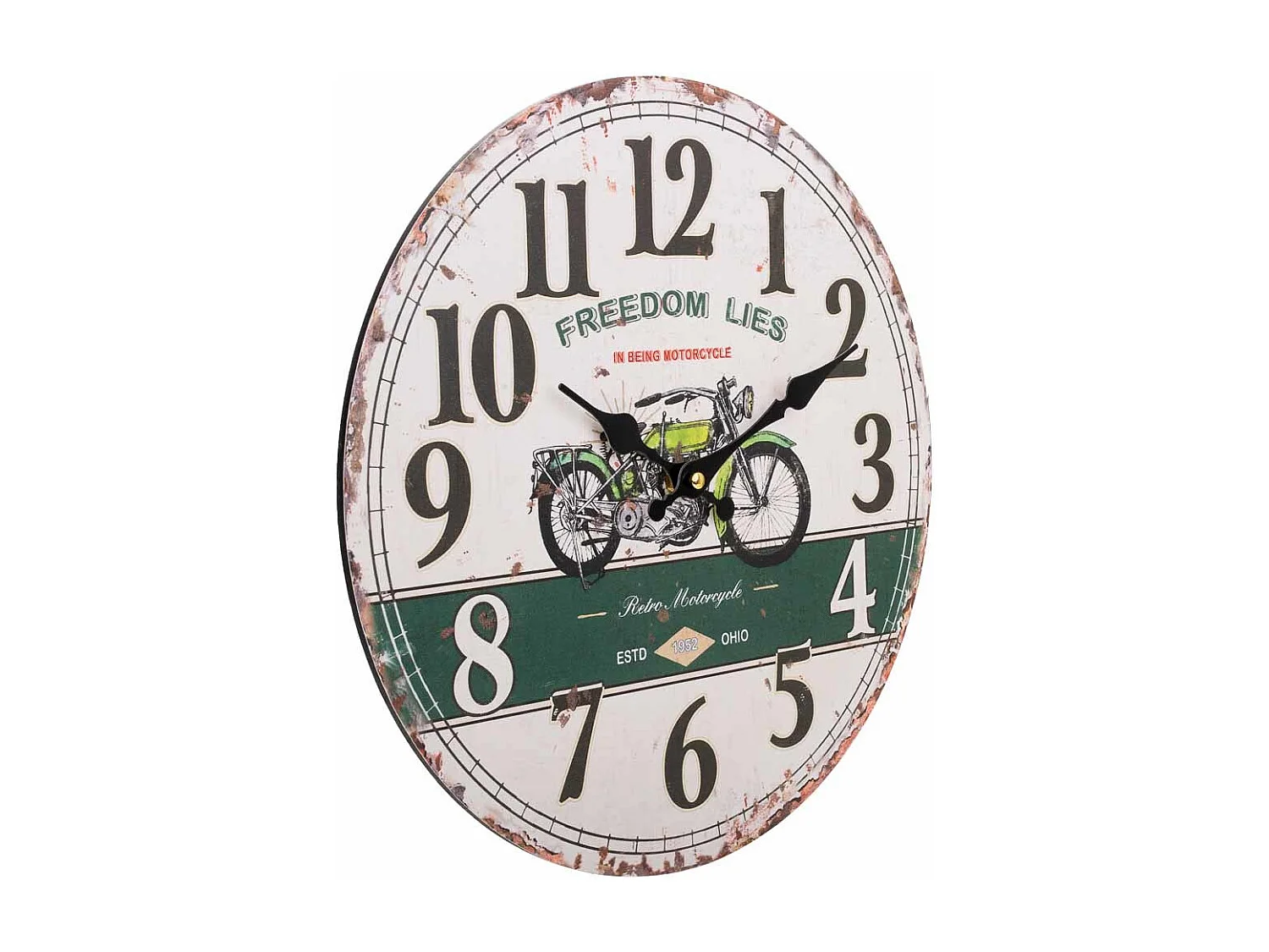 Weiße Holzwanduhr T34x2h cm