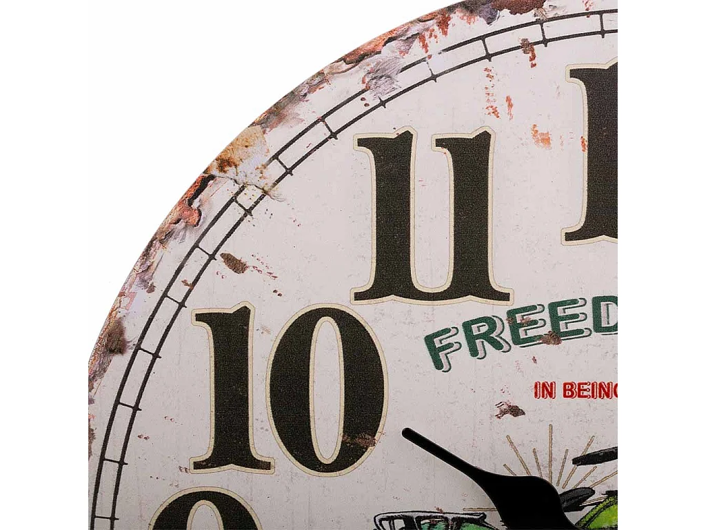 Weiße Holzwanduhr T34x2h cm