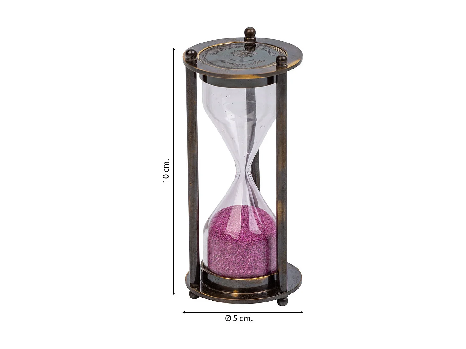 Sablier 1 minute en métal marron d5x10h