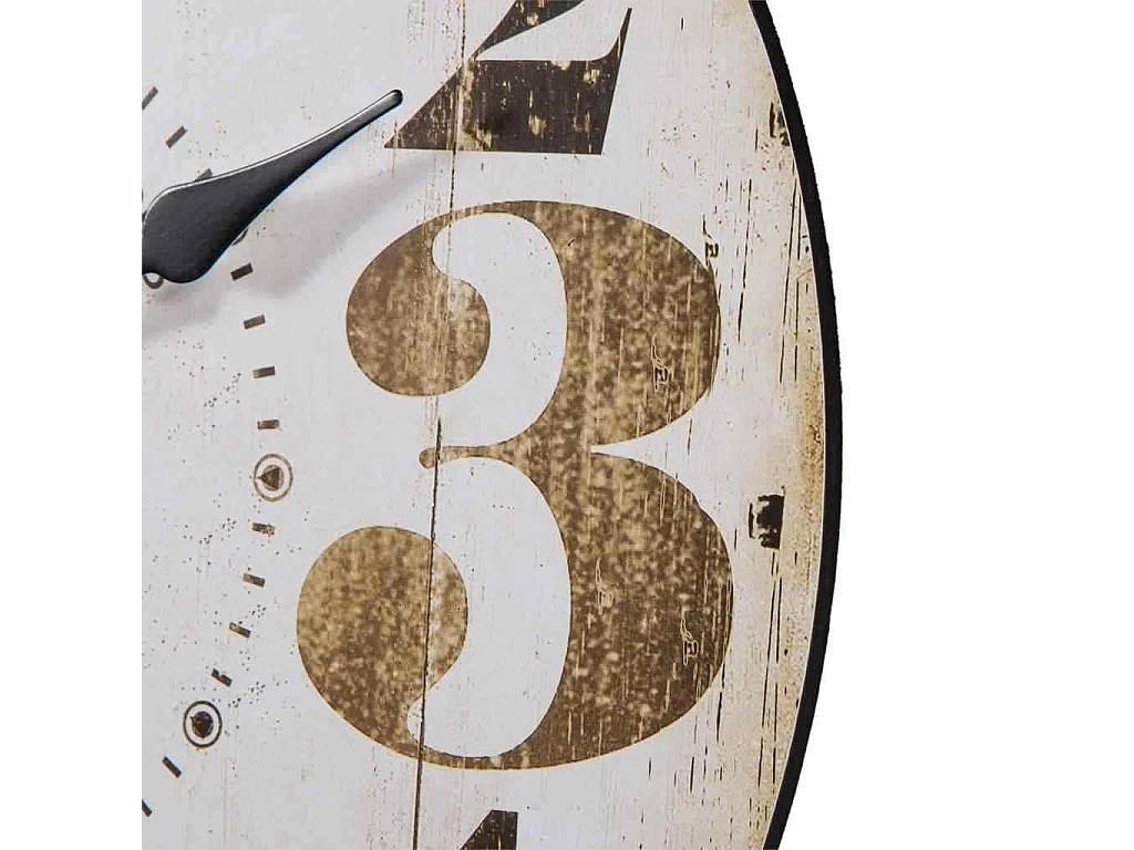 Weiße Holzwanduhr T34x2h cm