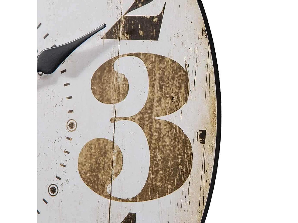 Weiße Holzwanduhr T34x2h cm