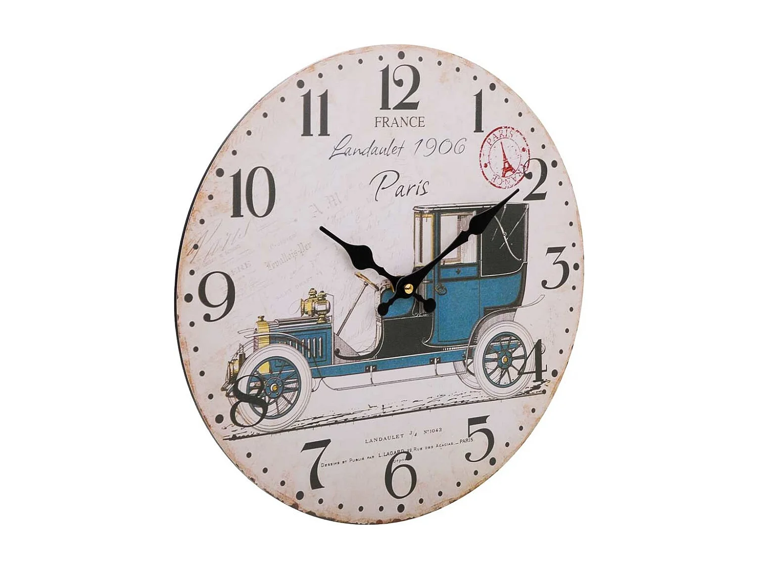 Weiße Holzwanduhr T34x2h cm