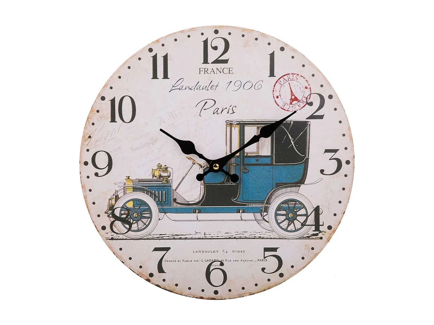 Weiße Holzwanduhr T34x2h cm