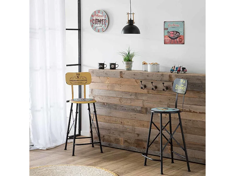 Reloj de pared de madera azul d34x2