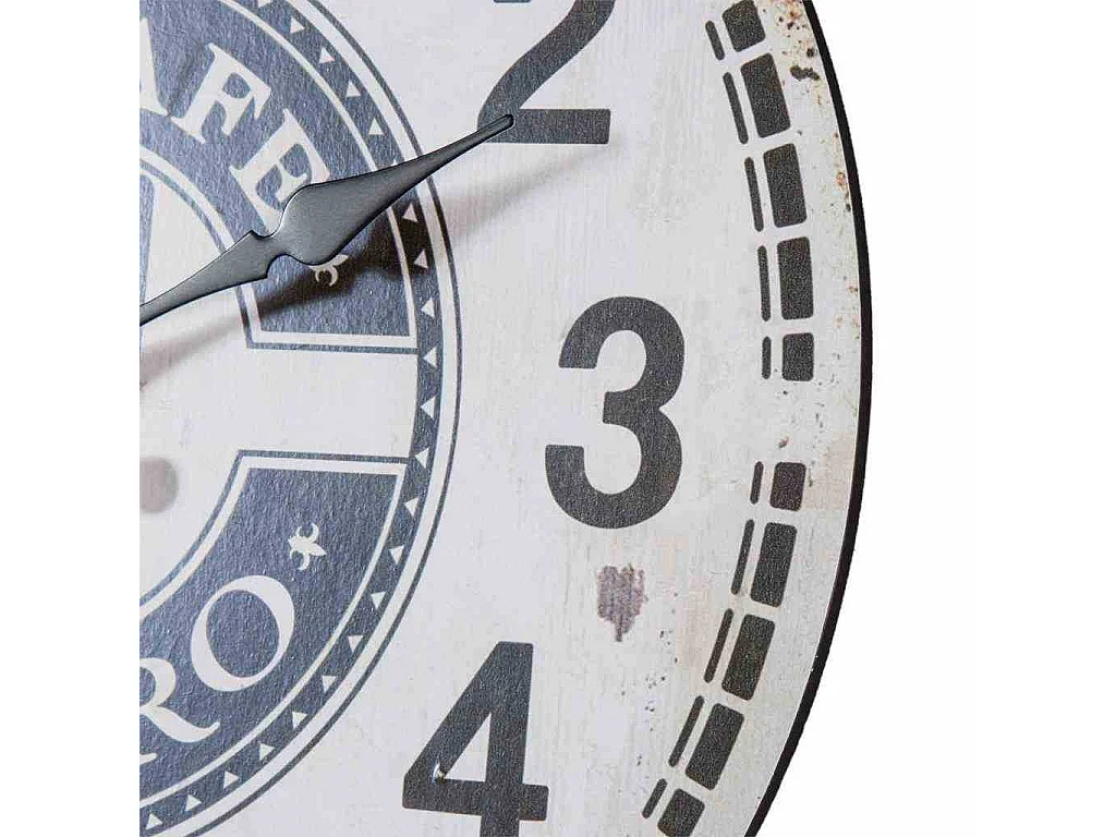 Weiße Holzwanduhr T34x2h cm