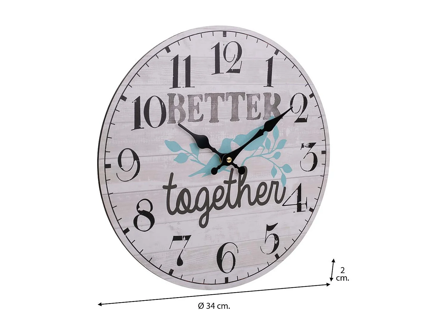 Weiße Holzwanduhr T34x2h cm