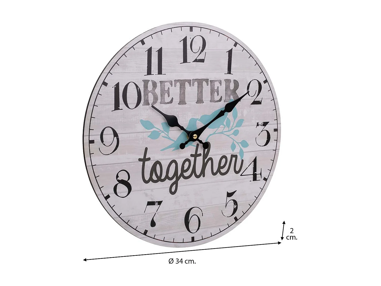 Weiße Holzwanduhr T34x2h cm